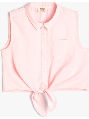 Koton Crop Gömlek Kısa Kollu Önden Bağlamalı