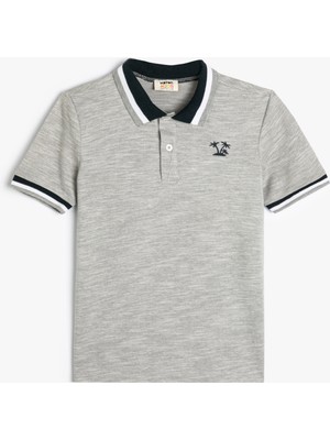 Koton Polo Tişört Kısa Kollu Palmiye Işlemeli Düğme Detaylı