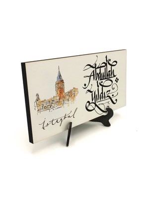 Sadrazam Geleneksel Hat Sanatı ile Mdf Üzerine Yazılı Masaüstü Isimlik