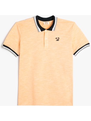 Koton Polo Tişört Kısa Kollu Palmiye Işlemeli Düğme Detaylı