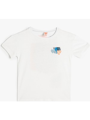 Koton Tişört  Kısa Kollu Bisiklet Yaka Baskı Detaylı Pamuklu