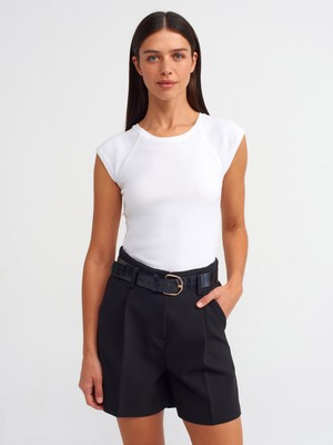 Dilvin 30811 Bisiklet Yaka T-Shirt-Beyaz