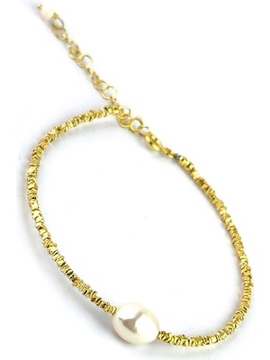 Ose Shop  Barok Inci Detaylı 925 Ayar Gümüş Üzerıne  Kaplama Altın Tasarım Bileklik