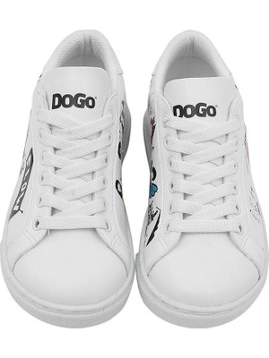 Dogo Unisex Çocuk Vegan Deri Beyaz Sneakers - Party Tasarım