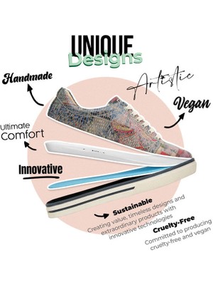 Kadın Vegan Deri Çok Renkli Sneakers - Mini Mosaic Tasarım