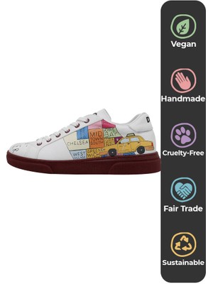 Kadın Vegan Deri Beyaz Sneakers - Manhattan Tasarım