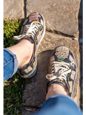 Kadın Vegan Deri Siyah Günlük Sneakers - Never Ending Story Tasarım