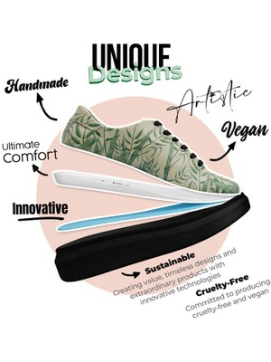 Kadın Vegan Deri Yeşil Sneakers - Bamboo Lover Tasarım