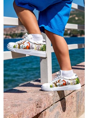 Unisex Çocuk Vegan Deri Beyaz Sneakers - Better Together Tasarım