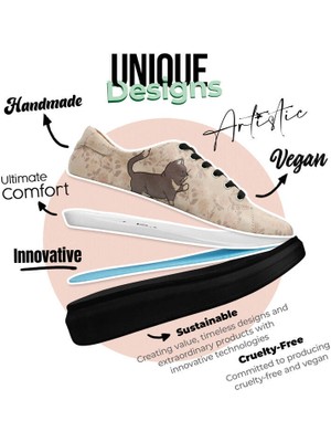 Kadın Vegan Deri Bej Sneakers - Trouble Makers Tasarım