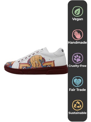 Kadın Vegan Deri Beyaz Sneakers - India Tasarım