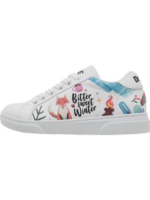 Dogo Unisex Çocuk Vegan Deri Beyaz Sneakers - Bitter Sweet Winter Tasarım