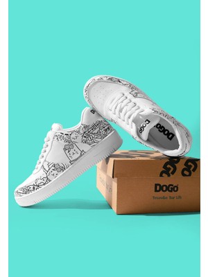 Kadın Vegan Deri Beyaz Sneakers - Bon Voyage Tasarım