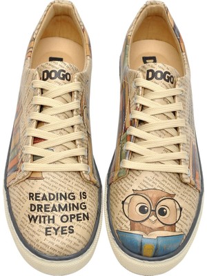 Dogo Kadın Vegan Deri Bej Sneakers - The wise owl Tasarım