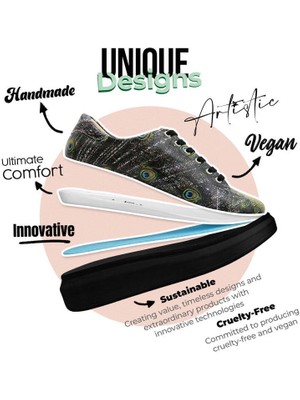 Kadın Vegan Deri Siyah Sneakers - All Beauty is in You Tasarım