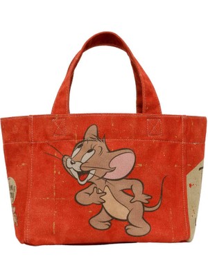 Kadın Vegan Turuncu Medium Tote Bag - Warner Bros Tom & Jerry Tasarım