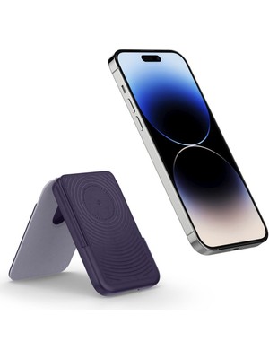 Spigen Caseology iPhone için MagSafe özellikli Kartlı Manyetik Cüzdan Nano Pop Grape Purple - AFA05980