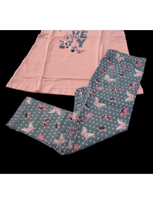 Ayşenur Yapakçı Kız Çocuk Kısa Kollu Kapri Taytlı 1.kalite Pijama Takımı