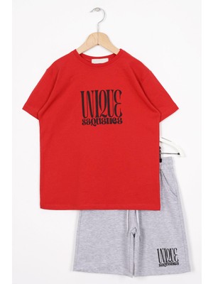 Zepkids Yazı Baskılı Kirmizi Renk Erkek Cocuk Sortlu Takım