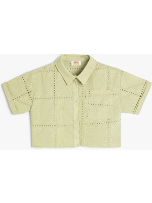 Koton Crop Gömlek Kısa Kollu Fisto Detaylı Pamuklu