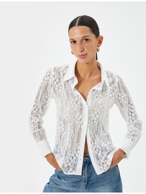 Koton Dantel Gömlek Uzun Kollu Klasik Yaka