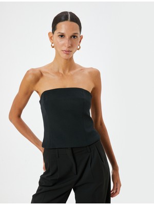 Koton Crop Straplez Üst Arkası Fermuar Kapamalı Slim Fit