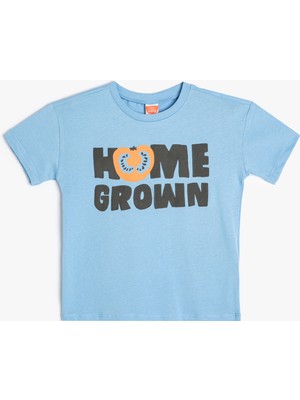 Koton Tişört Kısa Kollu Bisiklet Yaka Pamuklu Meyve Baskı Detaylı