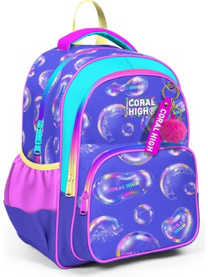 Coral High Kids Lavanta Pembe Baloncuk Desenli Üç Bölmeli Okul Sırt Çantası 23656