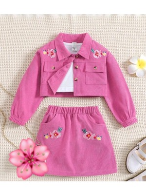 Rainbow Kids Kız Çocuk Çiçek Nakışlı 3 Lü Takım