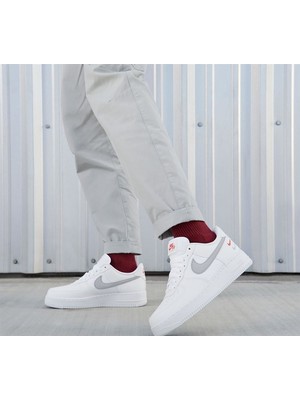 Nike Air Force 1'07 Erkek Spor Ayakkabı FD0666-100-BEYAZ Gri 44.5 - Beyaz-Gri