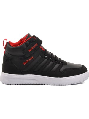 Walkway Siyah Beyaz Kırmızı Cırtlı Erkek Çocuk Hi Sneaker