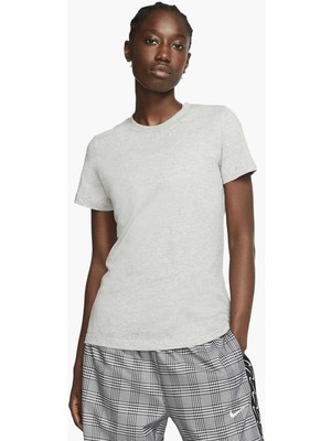 Nike Sportswear Club Ss Tee Gray Kısa Kollu Fit Ince Kadın Tişörtü Gri