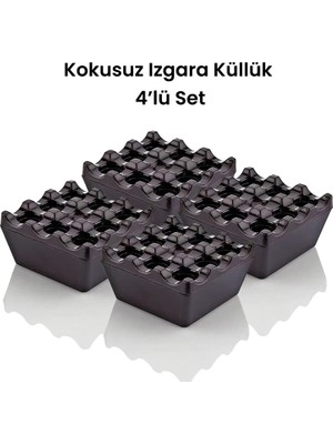 Kit Home Kokusuz Izgara Küllük 4'lü Set (Ev, Ofis, Kafe ve Restoran Tipi Kül Tablası)