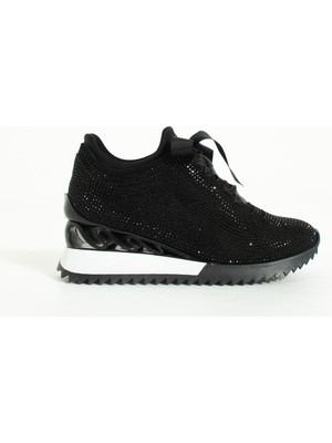 Seniorah Zenna Yüksek Taban Siyah süet Kadın Spor Ayakkabı