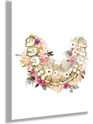 Gaagart Temperli Cam Diş Poliklinik Tablosu Çiçekli Alt Çene Görseli