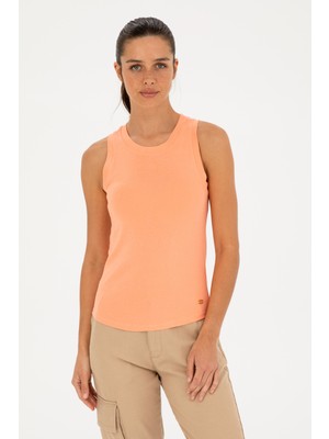 U.S. Polo Assn. Kadın Somon Bisiklet Yaka Kolsuz Basic Tişört 50280072-VR047