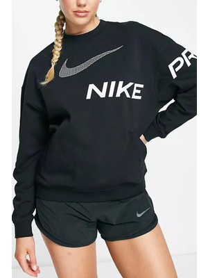 Nike Dri-Fit Get Fit French Terry Graphic Bol Kesim Siyah Kadın Sweatshrit