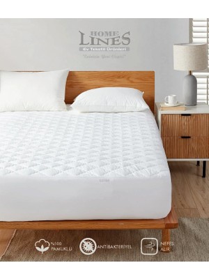 Home Lines Kapitone Yatak Koruyucu Alez, Fitted Lastikli Kenar, Elyaf DOLGU,%100 Pamuk