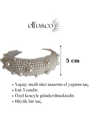 Elfos.Co Ivory Elfosco Atelier Incili Tasarım El Yapımı Taç Doğum Günü & Gelin & Nişan & Söz & Özel Günler