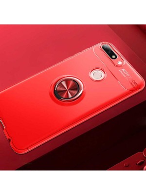 Megafox Teknoloji Huawei Y7 2018 Uyumlu Kılıf Ravel Silikon Kapak, Kırmızı