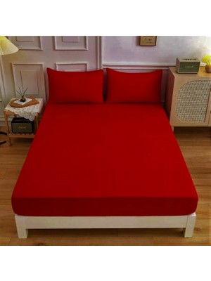 Lila Moon Bordo Renkli Pamuklu Ranforce Kumaştan Tek / Çift Kişilik Fitted Lastikli Çarşaf Takımı
