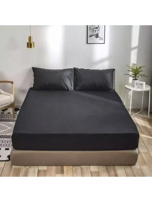 Lila Moon Siyah Renkli Pamuklu Ranforce Kumaştan Tek / Çift Kişilik Fitted Lastikli Çarşaf Takımı