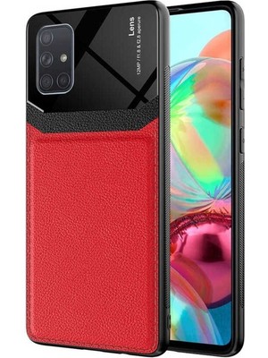 Megafox Teknoloji Samsung Galaxy A71 Uyumlu Kılıf Emiks Kapak, Kırmızı