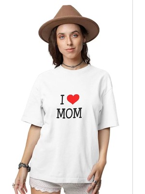 Tarz Yeri Unisex Bisiklet Yaka Baskılı Oversize T-Shirt - Beyaz