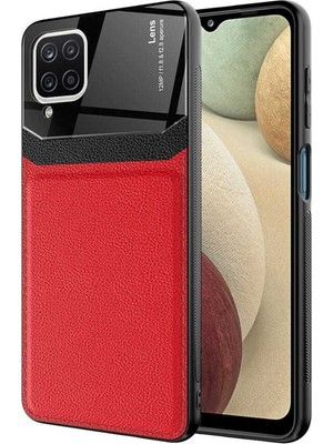 Megafox Teknoloji Samsung Galaxy A12 Uyumlu Kılıf Emiks Kapak, Kırmızı