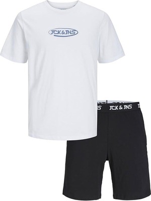 Jack & Jones Baskılı Beyaz Erkek Çocuk T-Shirt Jacolıver Ss Tee And Shorts Set Jnr