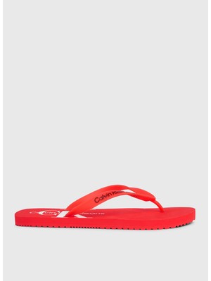 Calvin Klein Beyaz - Turuncu Erkek Plaj Terliği Beach Sandal Monogram Tpu