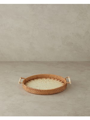 English Home Beatrice Sedefli Rattan Tepsi Kahverengi