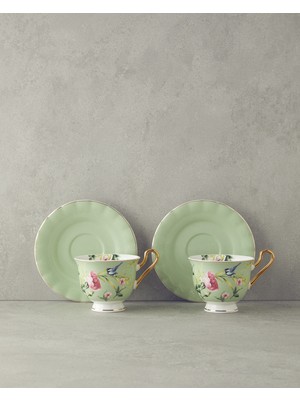 English Home Vanilla New Bone China Fincan Takımı 4 Parça 2 Kişilik Açık Yeşil