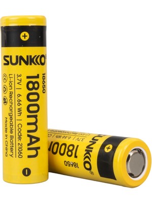 Sunkko 3.7 Volt 1800 Mah 18650 Şarj Edilebilir Pil (2li Paket)